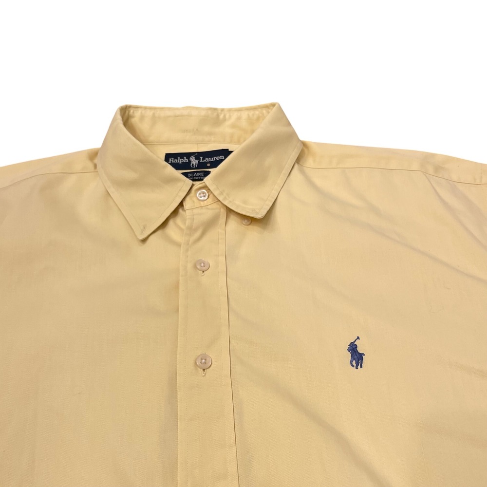 Ralph Lauren Blaire Shirt Mens XL Yellow Short Sleeve Cotton Button Down Logo